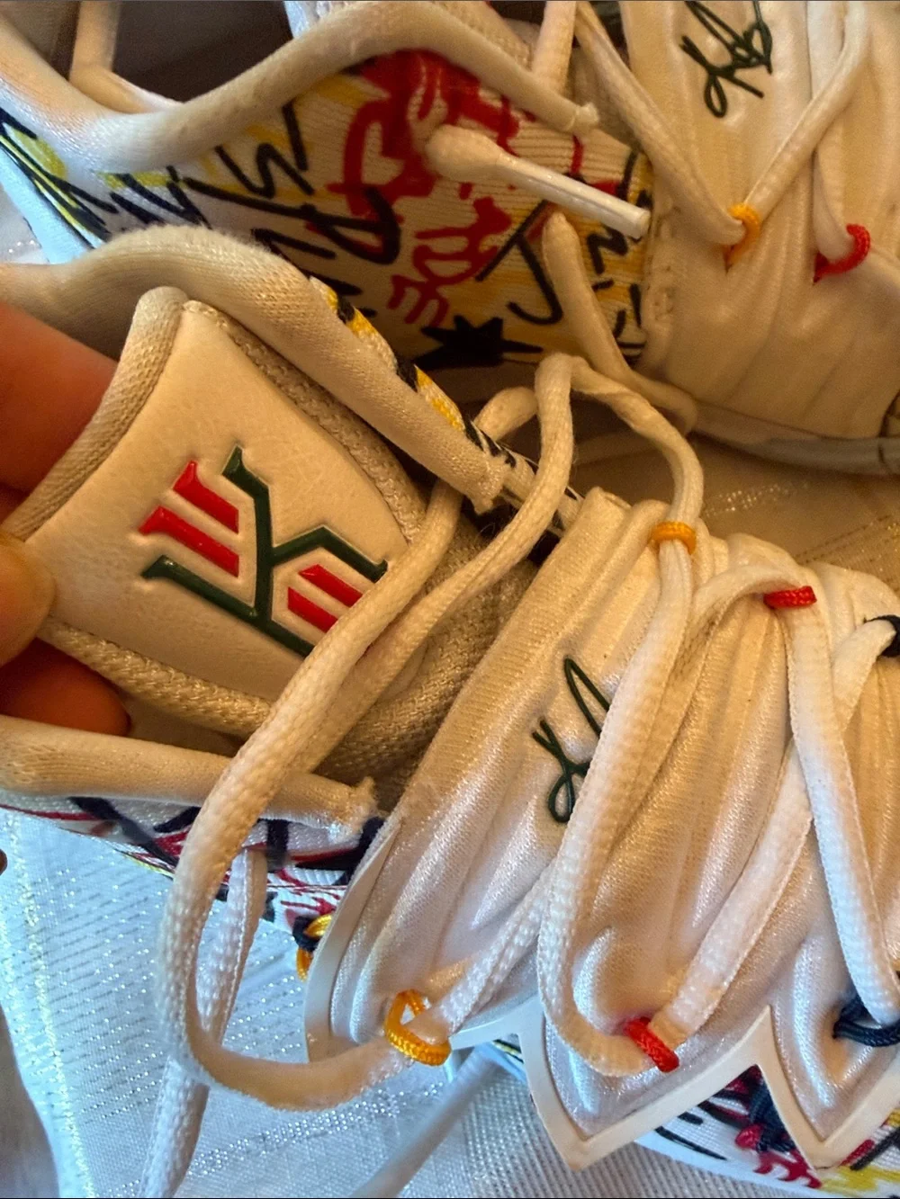 Kids White Nike keep sue fresh  Multicolor Graffiti Basketball Shoes